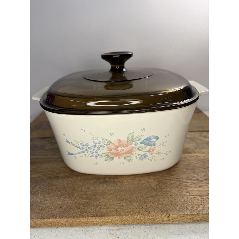 CorningWare SYMPHONY 3L  Sandstone A-3-B Casserole Dish w/Amber  Lid Near MInt